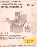 Jakobsen SJ24, Surface Grinder, Operations Manual Year (1981)